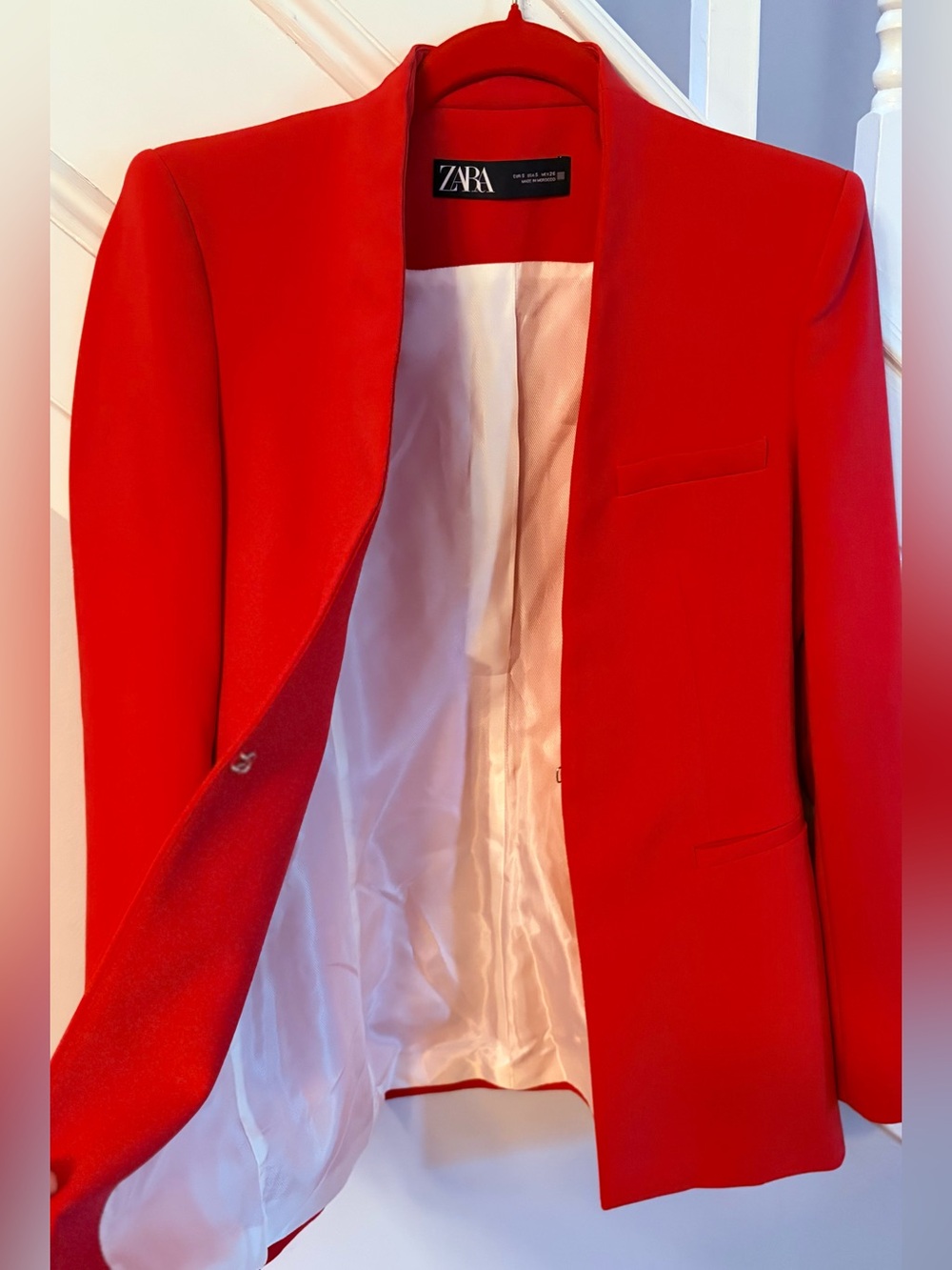 Zara Collarless Women's Red Tailored Blazer and Pants Suit Size Small NWOT - Picture 8 of 10
